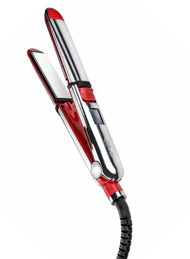 OBelo Professional 2-in-1 Titanium Ceramic Hair Straightener and Curler, equipped with ionic technology to reduce frizz, protect hair, and deliver salon-quality results at home. - Image 1